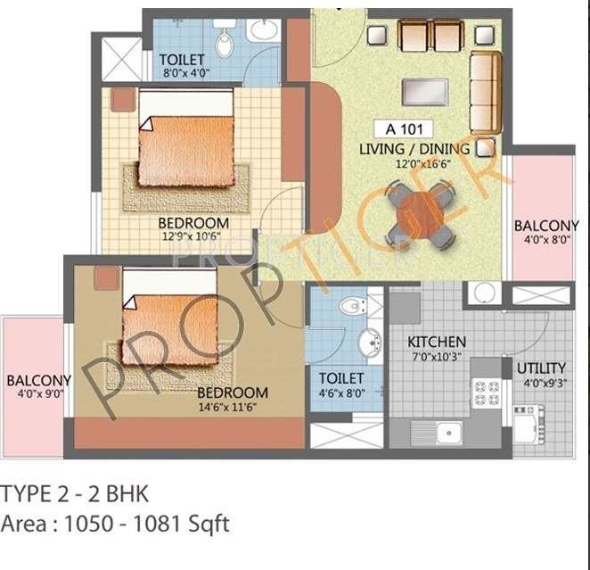 Unique Unique Signature (2BHK+2T (1,050 sq ft) 1050 sq ft)