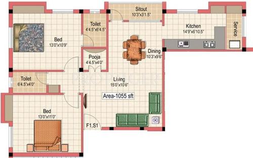 Kanakadhara Thiruvengadam (2BHK+2T (1,018 sq ft)   Pooja Room 1018 sq ft)