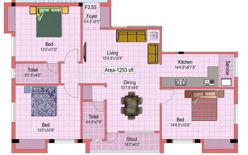 Kanakadhara Thiruvengadam (3BHK+2T (1,171 sq ft) 1171 sq ft)