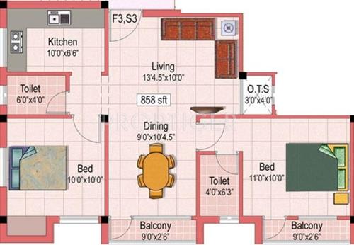Kanakadhara Virtue (2BHK+2T (858 sq ft) 858 sq ft) Kanakadhara Virtue (2BHK+2T (858 sq ft) 858 sq ft)
