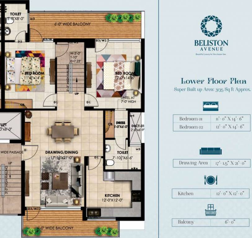 beliston avenues Floor Plan Lower Level Penthouse Plan