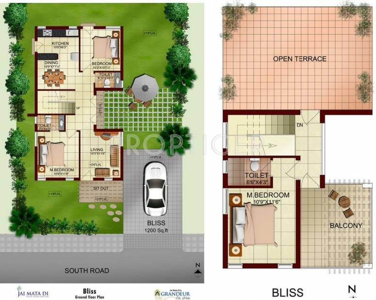Jai Mata Builders Grandeur The Villas Floor Plan (3BHK+3T)