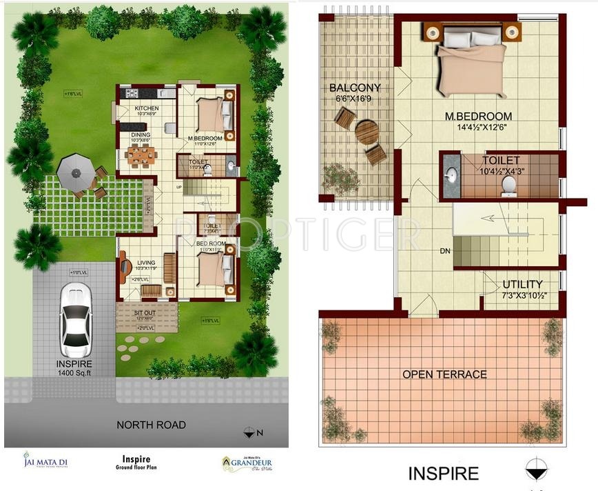 Floor Plan (3BHK+3T) Jai Mata Builders Grandeur The Villas Floor Plan (3BHK+3T)
