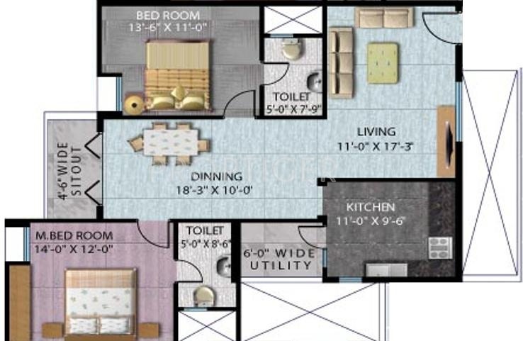 SR Sriven Splendour (2BHK+2T (1,320 sq ft) 1320 sq ft)