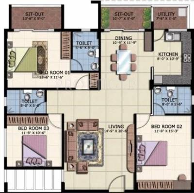 ATZ Palatial (3BHK+3T (1,600 sq ft) 1600 sq ft)