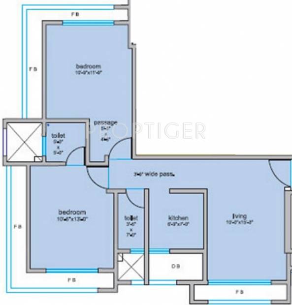 Bhoomi Realty Om Sai Floor Plan (2BHK+2T)