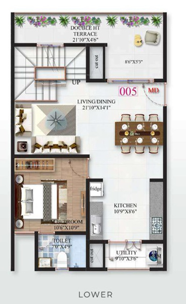  minara Floor Plan Lower Level Duplex Plan