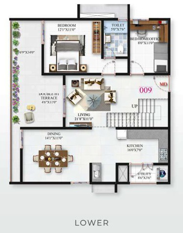  minara Floor Plan Lower Level Duplex Plan