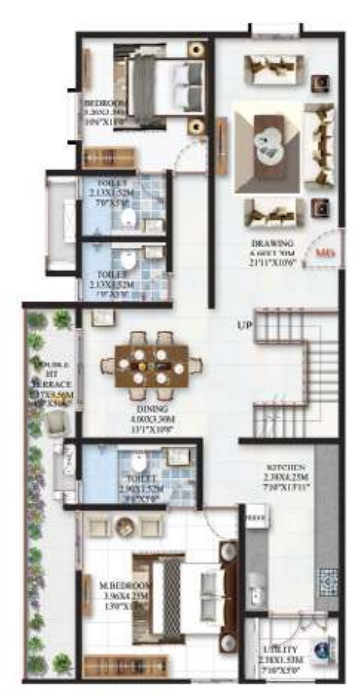  minara Floor Plan Lower Level Duplex Plan