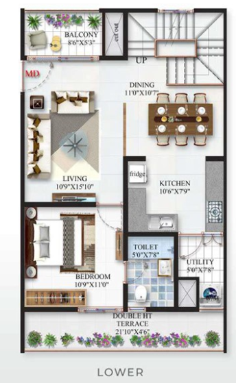  minara Floor Plan Lower Level Duplex Plan