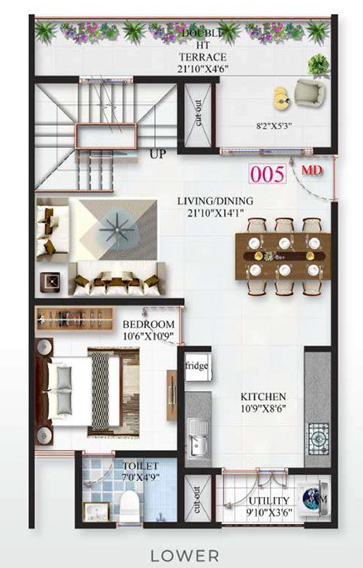  minara Floor Plan Lower Level Duplex Plan