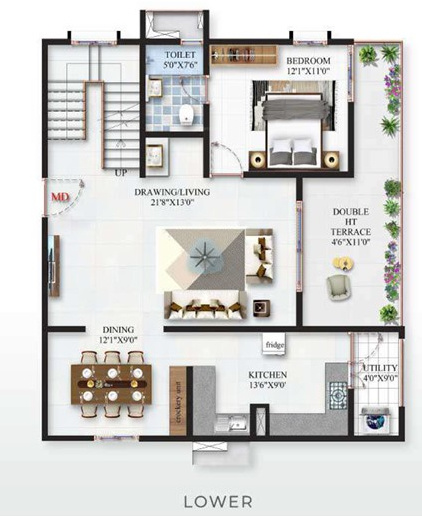  minara Floor Plan Lower Level Duplex Plan