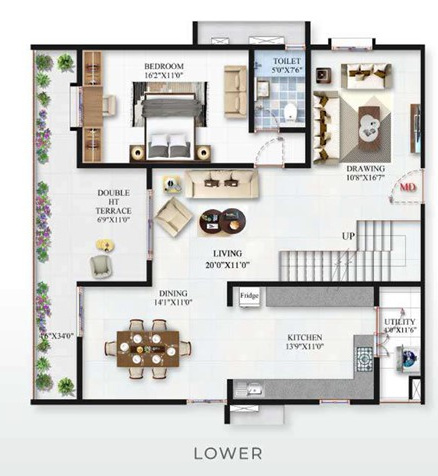  minara Floor Plan Lower Level Duplex Plan