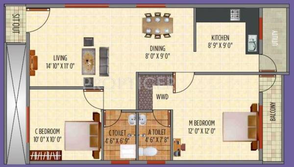 Vaastu Residency (2BHK+2T (995 sq ft) 995 sq ft)