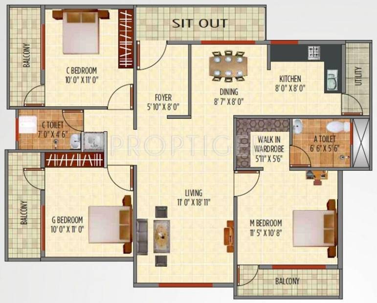 Vaastu Residency (3BHK+2T (1,422 sq ft) 1422 sq ft)