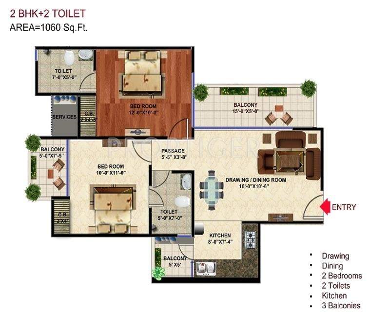 Wall Rock Aishwaryam (2BHK+2T (1,060 sq ft) 1060 sq ft)
