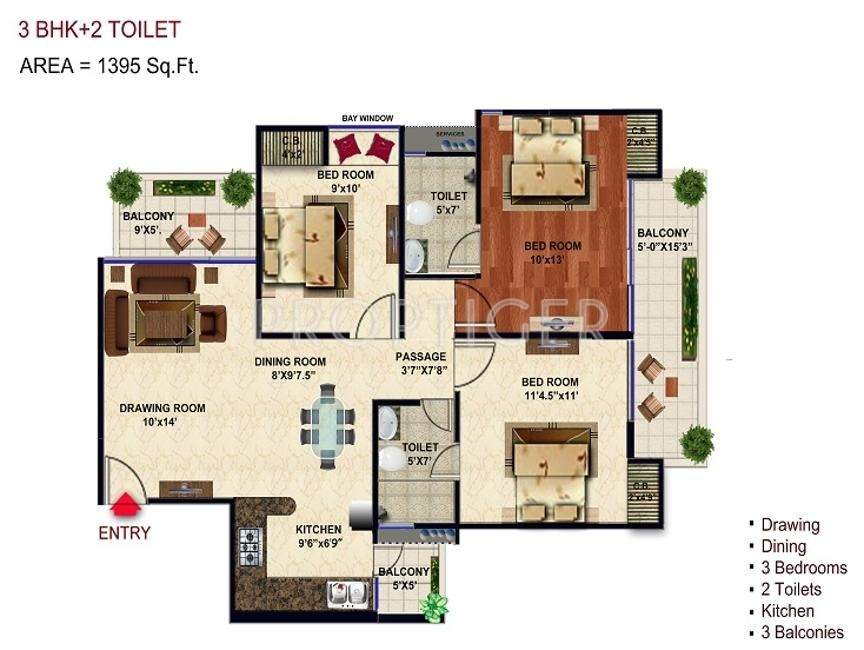 Wall Rock Aishwaryam (3BHK+2T (1,395 sq ft) 1395 sq ft)