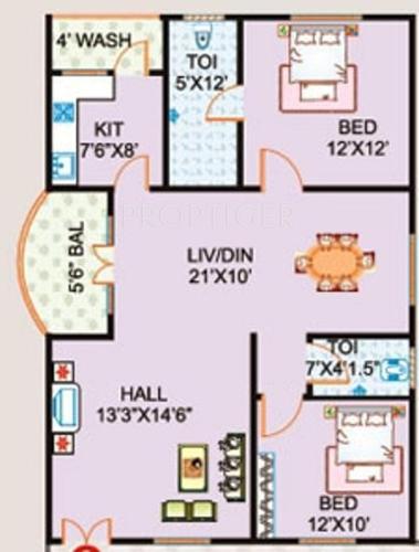 Sunrise Sri Nainas Sunrise (2BHK+2T (1,280 sq ft) 1280 sq ft)
