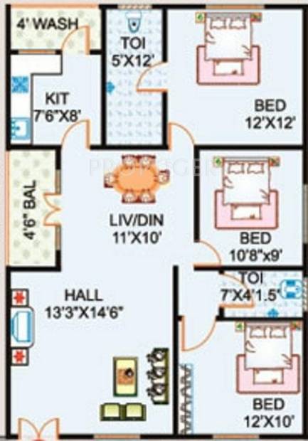 Sunrise Sri Nainas Sunrise (3BHK+2T (1,280 sq ft) 1280 sq ft)