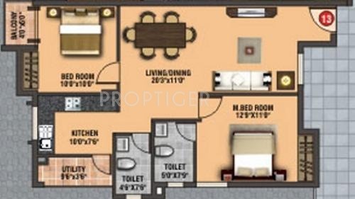 Tejas Daffodils (2BHK+2T (1,074 sq ft) 1074 sq ft)