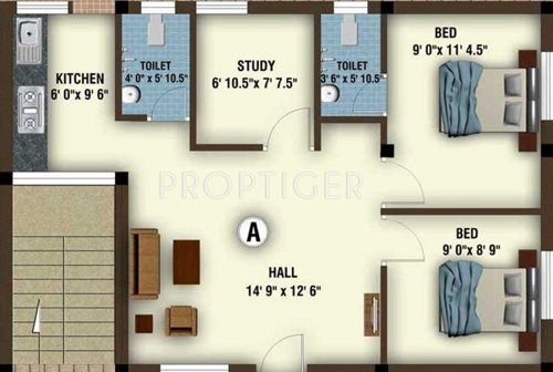 DGP Alandur (2BHK+2T (737 sq ft)   Study Room 737 sq ft)