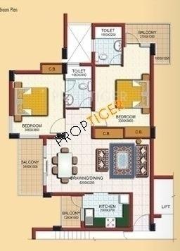 Ramprastha Pearl Court (2BHK+2T (1,170 sq ft) 1170 sq ft)