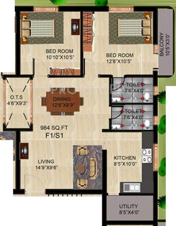  CM Enclave (2BHK+2T (984 sq ft) 984 sq ft)