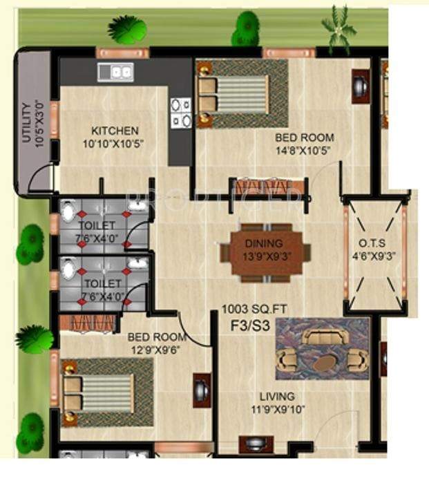  CM Enclave (2BHK+2T (1,003 sq ft) 1003 sq ft)