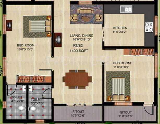  CM Enclave (2BHK+2T (1,400 sq ft) 1400 sq ft)