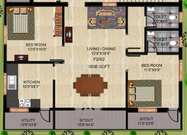  CM Enclave (2BHK+2T (1,086 sq ft) 1086 sq ft)