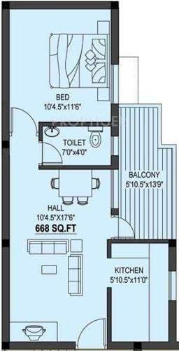 Vin Vaibhav (1BHK+1T (668 sq ft) 668 sq ft)