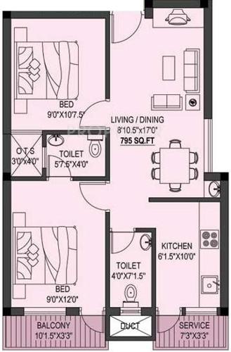Vin Vaibhav (2BHK+2T (795 sq ft) 795 sq ft)