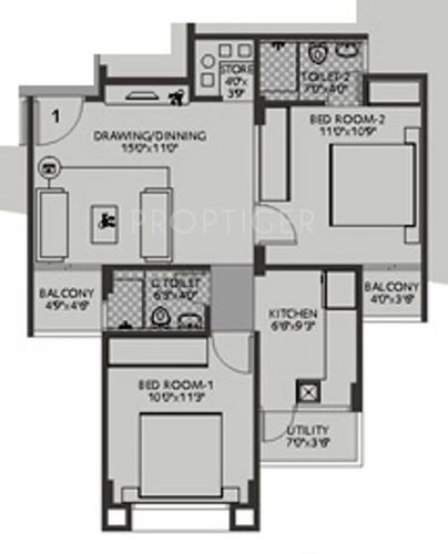 Dharmadev Swaminarayan Castle 1 (2BHK+2T (1,035 sq ft) 1035 sq ft)