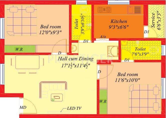 Arvind Aravind Enclave 2 (2BHK+2T (830 sq ft) 830 sq ft)