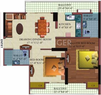 Paramount Orchid (2BHK+2T (1,120 sq ft) 1120 sq ft)