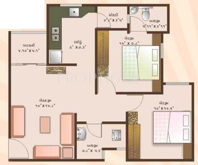 JBR Ayodhya Apartment (2BHK+2T (918 sq ft) 918 sq ft)
