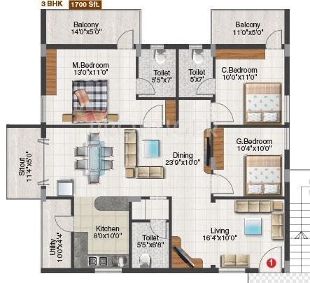 Blue Stone Willows (3BHK+3T (1,700 sq ft) 1700 sq ft) Blue Stone Willows (3BHK+3T (1,700 sq ft) 1700 sq ft)