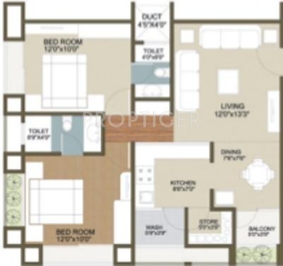 Samved Alpine Heights (2BHK+2T (1,215 sq ft) 1215 sq ft)