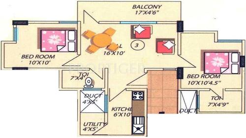 Vishwas Vishwas Daffodil (2BHK+2T (834 sq ft) 834 sq ft)