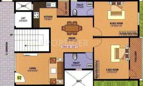 Blue Stone Sundeep Grand (2BHK+2T (1,168 sq ft) 1168 sq ft)