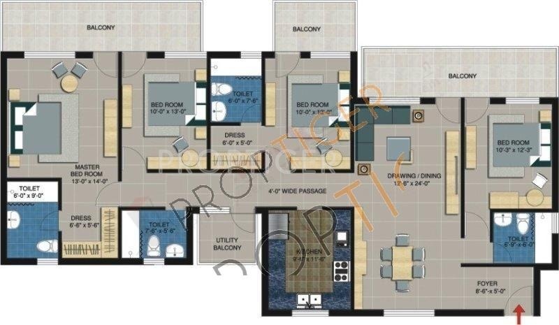 Piedmont Taksila Heights (4BHK+4T (2,219 sq ft) 2219 sq ft)