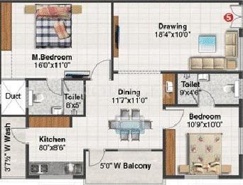 Blue Stone Splendor (2BHK+2T (1,280 sq ft) 1280 sq ft)