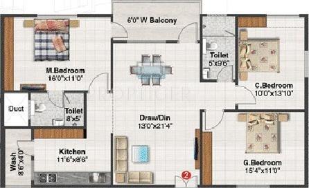 Blue Stone Splendor (3BHK+2T (1,530 sq ft) 1530 sq ft)