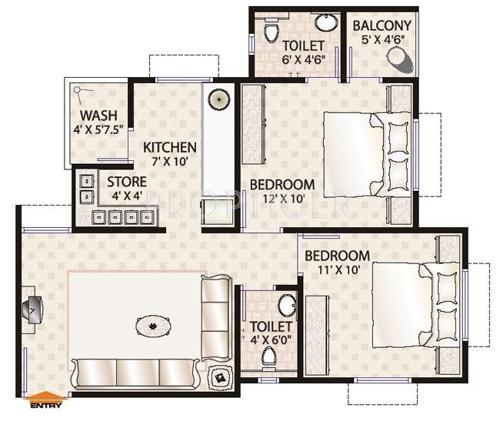 Aumkaar Sri Niwas Residency (2BHK+2T (909 sq ft) 909 sq ft)