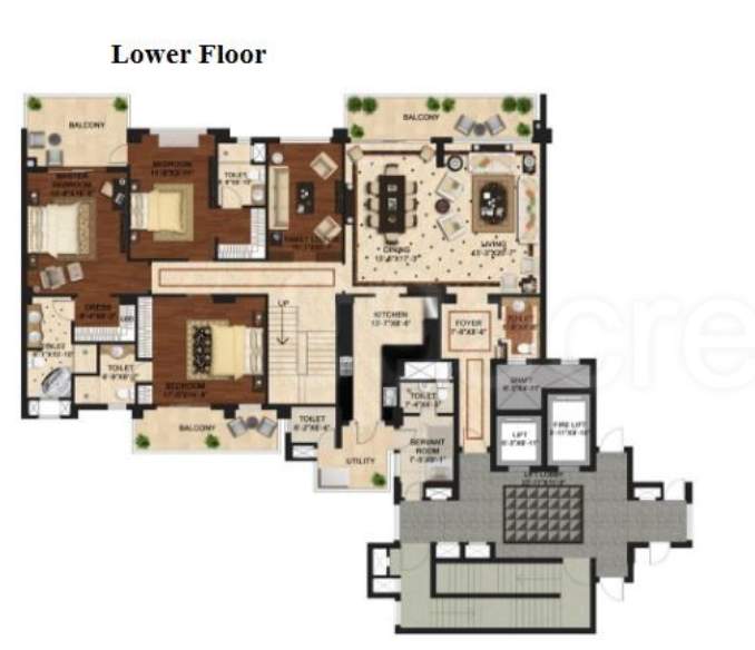  shiva greens Floor Plan Lower Level Duplex Plan