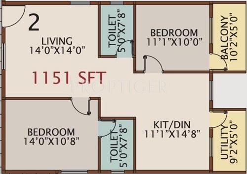 Blue Stone Wood Winds (2BHK+2T (1,151 sq ft) 1151 sq ft)
