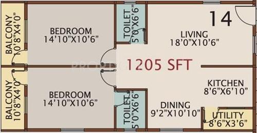 Blue Stone Wood Winds (2BHK+2T (1,205 sq ft) 1205 sq ft)
