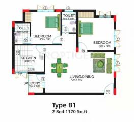 Artech Rohini (2BHK+2T (1,170 sq ft) 1170 sq ft)