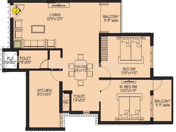 Marian Proximus (2BHK+2T (1,300 sq ft) 1300 sq ft)