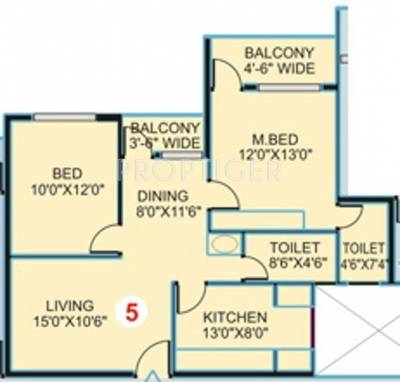 Marian Lake View (2BHK+2T (970 sq ft) 970 sq ft)